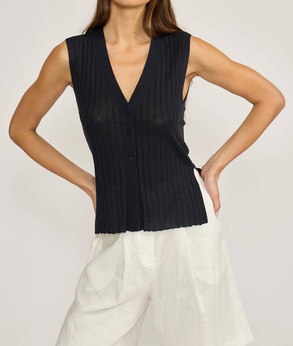 NEW LUCY PARIS women's kelly knit top in navy